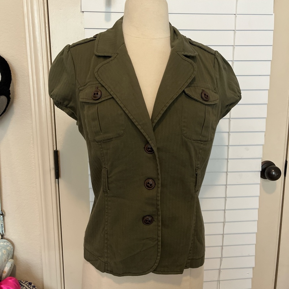 Women's Olive Green Button-Up Jacket